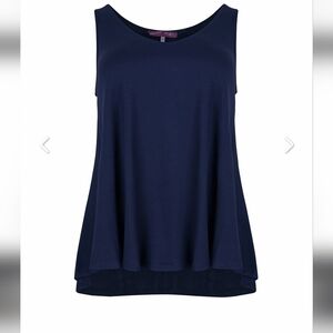 Navy Viscose curve hem V top MAT FASHION Europe Woman's OS